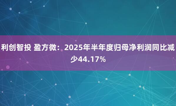 利创智投 盈方微：2025年半年度归母净利润同比减少44.17%